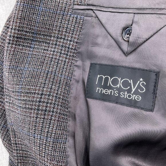 Lauren Ralph Lauren Blazer Men 42L Blue Brown‎ Glen Plaid Classic Career Wool - Picture 13 of 14